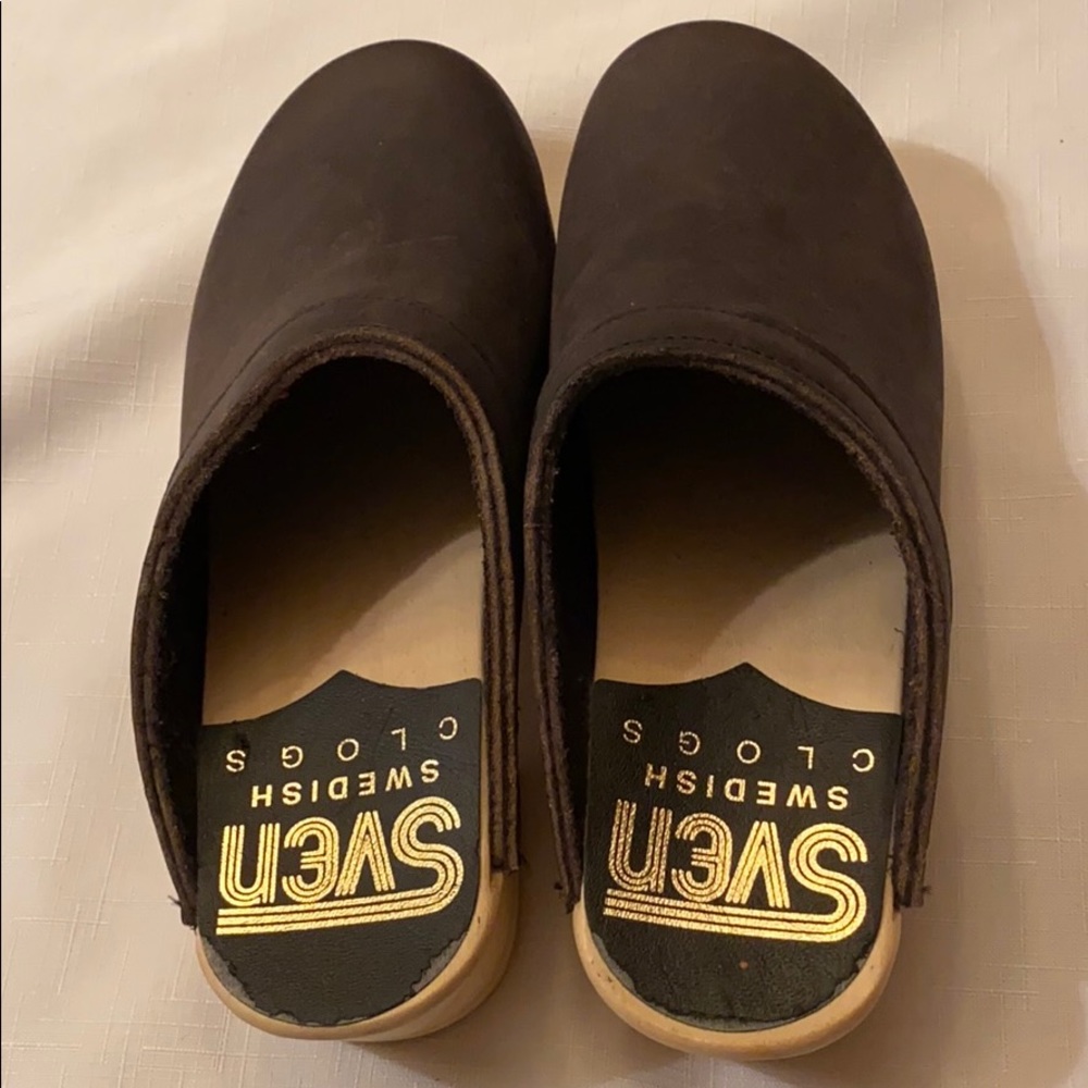 AUTHENTIC SVEN HEELED CLOGS BLACK LEATHER SIZE 7 NEW ⭐️⭐️⭐️⭐️⭐️ - Picture 10 of 12